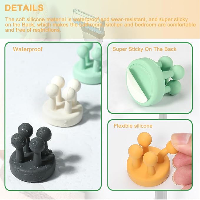 Toothbrush Holders Silicone Toothbrush Holders for Bathrooms Razor Holder for Shower Tooth Brushing Holder Wall Mount Bathroom Toothbrush Holder Wall Mounted Shower Razor Holder for Wall 4 Pcs White