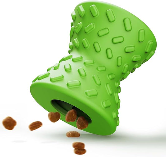 Doudele Puppy Toys, Toys for Small Dogs, Dog Treat Toy for Traning, Interactive Toy, Dog Treat Dispenser Toy,Natural Rubber Dumbbell Shaped(Green)