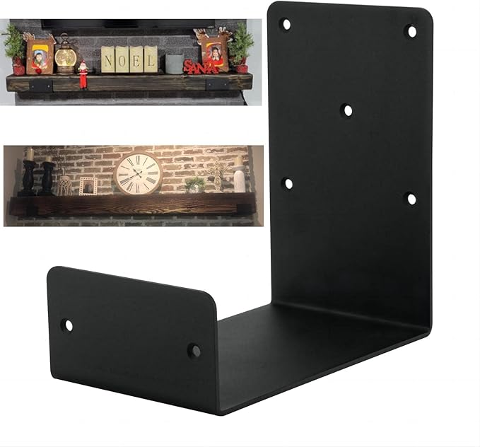 Heavy Duty Mantel Brackets，Floating Shelf Fireplace Bracket，U-Shaped Beam-Style Mantel Support(2 Packs). (8x8x5)