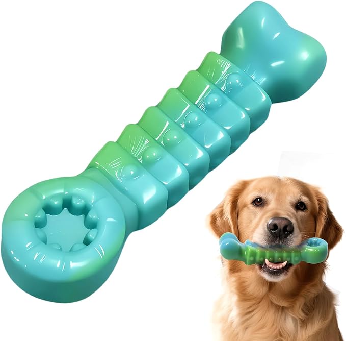 ZeLing HTL Tough Dog Toys for Aggressive Chewers - Indestructible Chew Toy Bone for Medium & Large Breeds, Keeps Dogs Busy & Cleans Teeth - Peanut Flavored