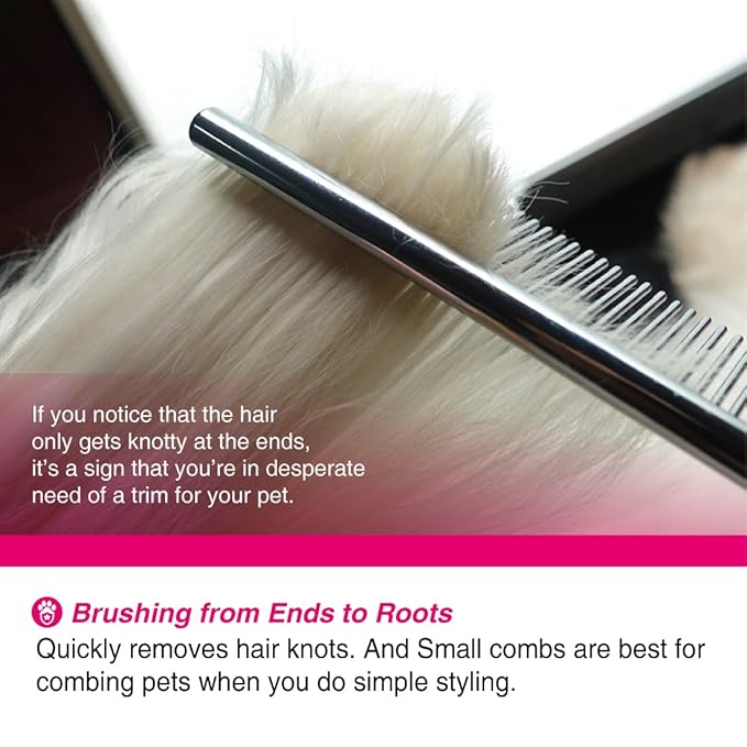 Claw Claws Cat Combs with Rounded Teeth, Removing Tangles and Knots, Quality Chrome Plated Thinner Round Spine Comb, Great Hand Feel and is NOT Easy to Rust, Exquisite and easy to carry