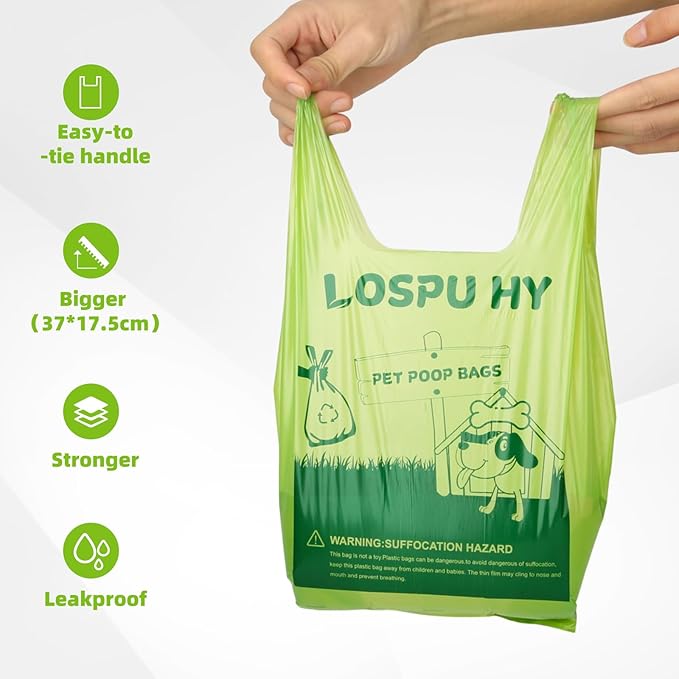 Poop Bags for Dogs, 100 Count Dog Poop Bags with Handles, Extra Thick Strong Leak Proof Doggie Waste Bag for Waste Refuse Cleanup, Outdoor Puppy Walking and Cats Litter