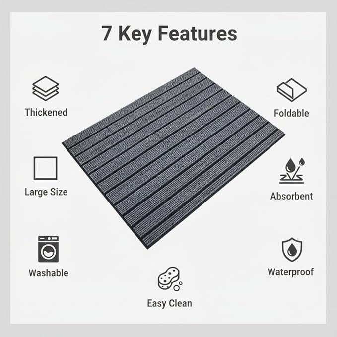 Dog Crate Mat 47"x32" Extra Thick Waterproof Non-Slip Kennel Pad, Absorbent Striped Design for Under Crate, Reusable & Washable Dog Mat for Crate
