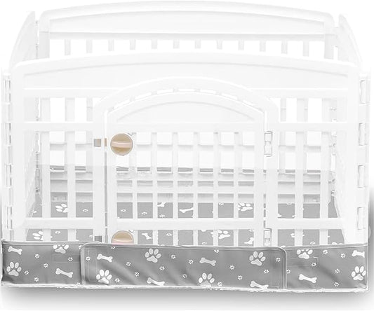 Dog Playpen Bottom Pad Fits for 36 Inch 4 Panels Exercise Pet Playpen, Dog Crate Pad Puppy Playpen Pad, Hoop and Loop Design (Note: Playpen Not Included). -Gray