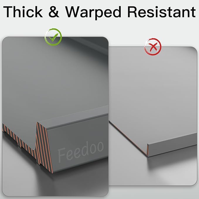 Pet Feeding Mat [Warped Resistant Raised Edge], Water-Proof Silicone Placement for Food Water Bowls, Anti-Slip Base Protect Floor, BPA-Free&Dishwasher-Safe [18.5x11.5inch Medium, Gray]
