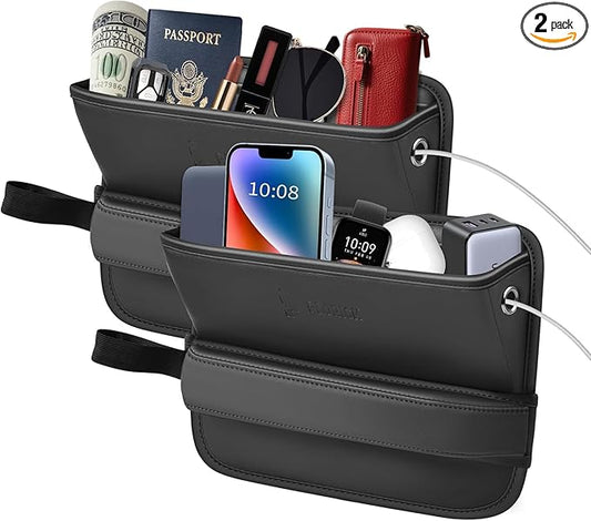 FLORICH Car Seat Gap Filler Organizer, 2-in-1 Seats Gap Filler Organizer and Storages Between Seat Car Gap Filler, Car Organizer Front Seat Universal Fit for Car SUV Truck Black 1 Pack