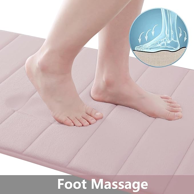Buganda Memory Foam Bath Mat, 60" x 24", Ultra Soft and Non-Slip Bathroom Rugs, Water Absorbent and Machine Washable Bath Rug Runner for Bathroom, Shower, and Tub, Peach
