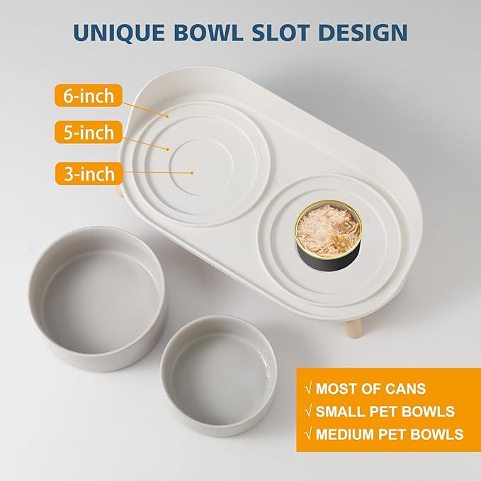 Elevated Ceramic Dog Bowl Set - Double Dog Feeding Bowls with Stand Splash Proof - Raised Dishes for Food and Water - Ideal for Small to Medium Dogs - 2 x 850 ml - 28.74 oz
