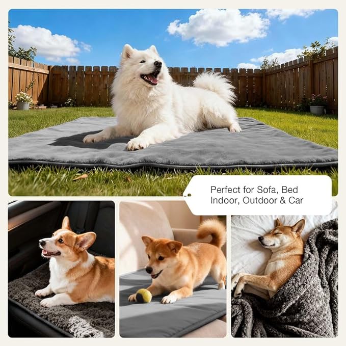 Lekereise Reversible Waterproof Dog Blanket, Super Soft Scratch-Resistant Pet Blanket, Washable Leak-Proof Cover for Sofa Bed Car Seat, for Cats to Large Dogs (Gray, 35" x 50")