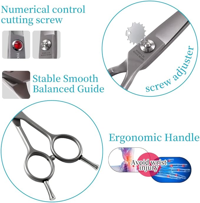 FOGOSP 4.5" Straight Dog Scissors for Grooming Face and Paws with Safety Round Tip for Small Dogs Cats Face Paw Ears Trimmer Cat Grooming Scissors(4.5" Straight, Gray)
