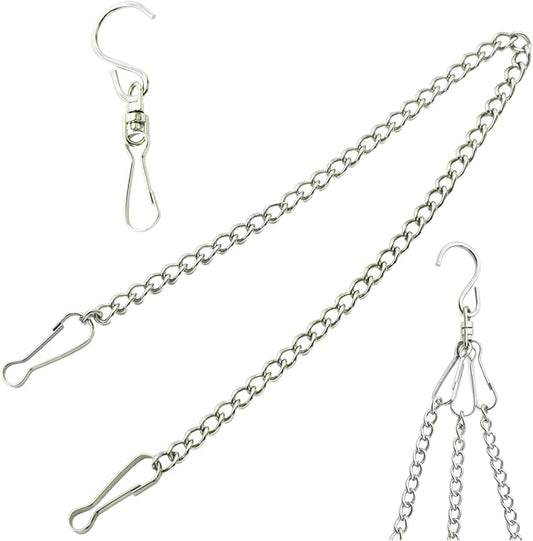 10 Pcs Fine Hanging Chain(1.2mm Dia.) Small Hang Bracket Decorative Replacement Link Chains Hooks for Sign Planter Bird Feeders,16 inch Long Stainless Chains and 5 Pcs Swivel S-Hooks