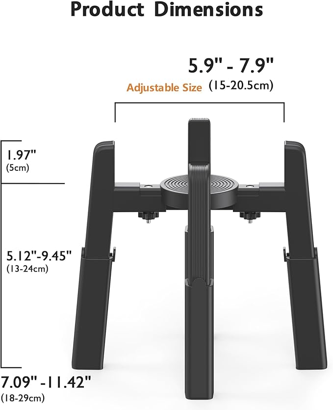 CZPET Dog Bowl Stand with Adjustable Height and Width [2 Pack, Stand Only], Elevated Pet Water & Food Feeder for Medium and Large Pets, Stable and Anti-Slip Raised Bowl