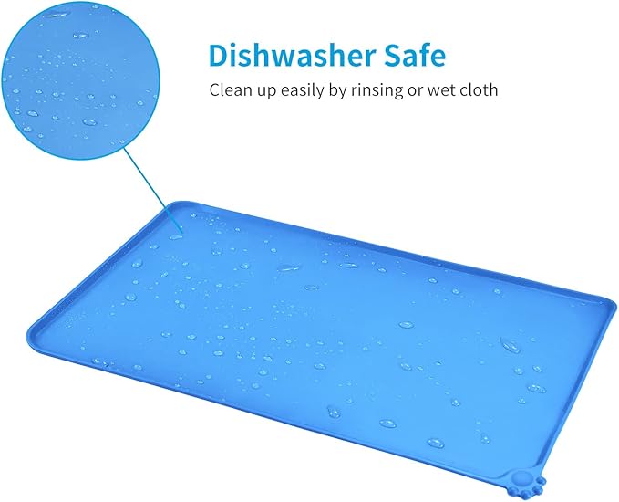 AUDWUD Silicone Waterproof Pet Feeding Mats,Anti Slip Bowl Pad, Dog Mat for Food and Water