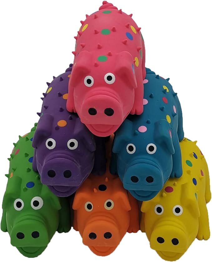 Hoiasem 6 Pack 4 Inch Mini Latex Dog Squeaky Toys Polka Dot Piglet Pig Dog Toy for Mimi Small Dogs