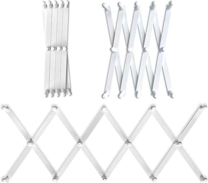 Mercurial Trade Expandable Wooden Coat Rack Hanger - Large Accordion Hanger with Expanding Pegs | Hand Made Modern Wooden Hat Rack for Wall | Hang Coat, Jacket, Hat | Wall Rack – 14 Hook, Chalk White