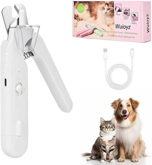 2-in-1 Dog Nail Grinder & Dog Nail Clippers- Gentle Drill Trimmer with Led Light for Large Medium Small Dogs Cats Pets Claw(White)