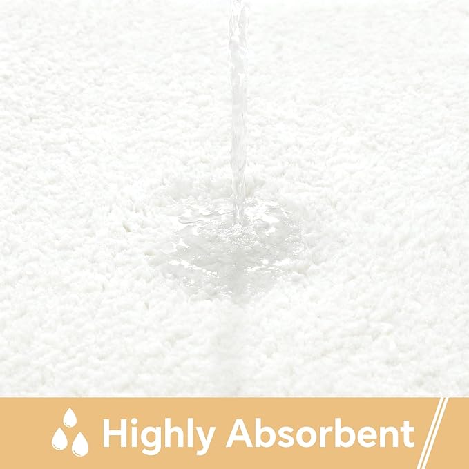 White Bathroom Rugs 36"x60" - Extra Large Microfiber Bath Mat, Non Slip Absorbent and Washable Bathroom Rug, Plush Fluffy Floor Mat - Ideal for Spacious Bathrooms or Bedrooms