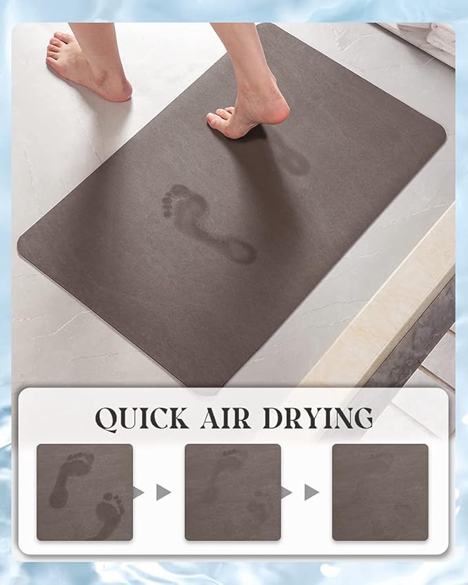 MontVoo -Bath Mat Rug-Rubber Backing Non Slip Quick Dry Absorbent Thin Bathroom Rugs Fit Under Door-Faux Suede Surface Bathroom Floor Mats-Shower Rug for in Front of Bathtub Shower Brown 16"x24"