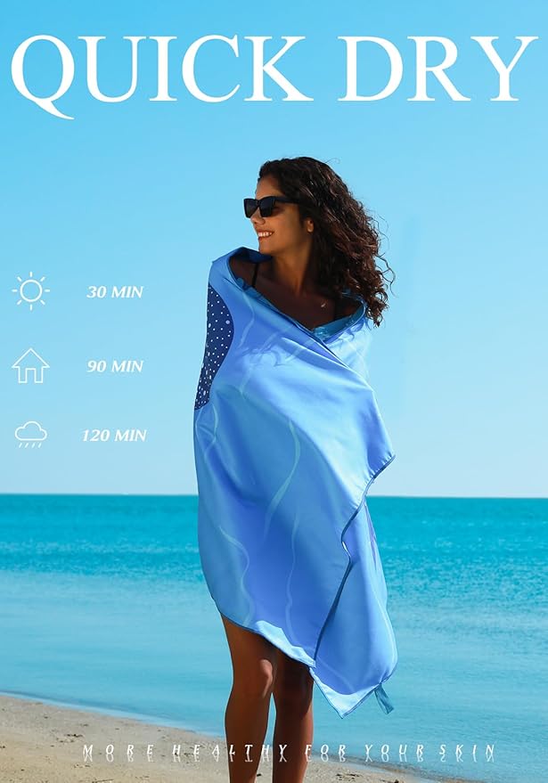 2 Pack Microfiber Lightweight Thin Beach Towel Sand Free Quick Dry Super Absorbent Large Towels for Swimming Pool Yoga Gym Travel Vacation Beach Accessories Essentials Turtle Whale Shark