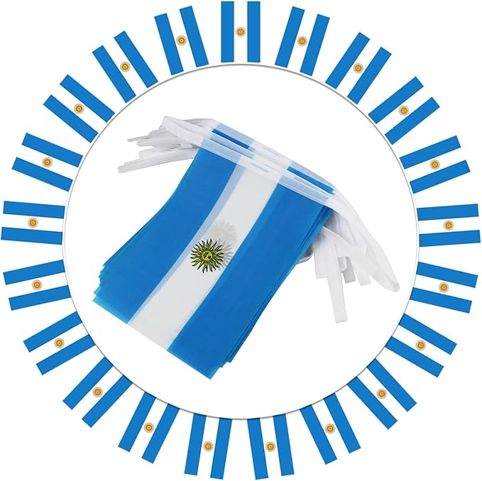 Argentina String Flag Pennant Banner - 38 Flags, 42 Feet Small Mini Argentinian Flags Bunting Banner for Country Decoration, School, Party, Sports Event