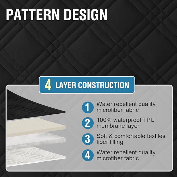 H.VERSAILTEX 100% Waterproof Sofa Covers for 3 Cushion Couch Modern Couch Cover for Dogs Washable Thick Soft Furniture Protector with Elastic Straps (Sofa, Black/Beige)