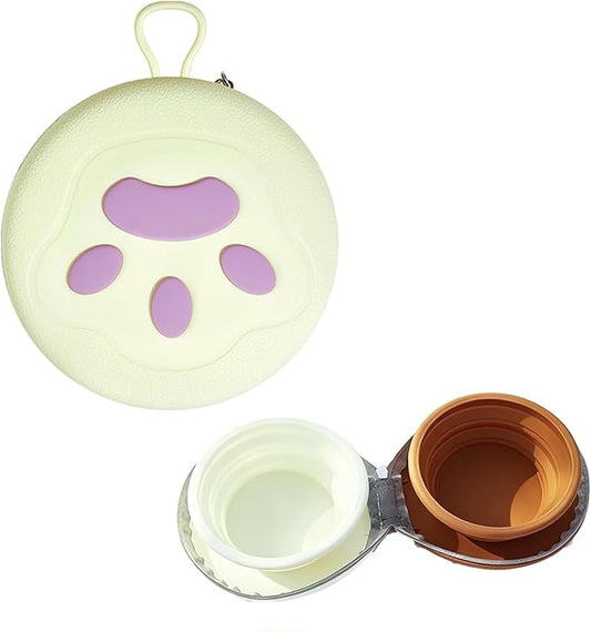 Collapsible Dog Bowls,2-in-1 Pet Bowl, Cat Bowl,Portable Pet Bowl, Suitable for Travel, Camping, and Hiking (Brown and Light Yellow)