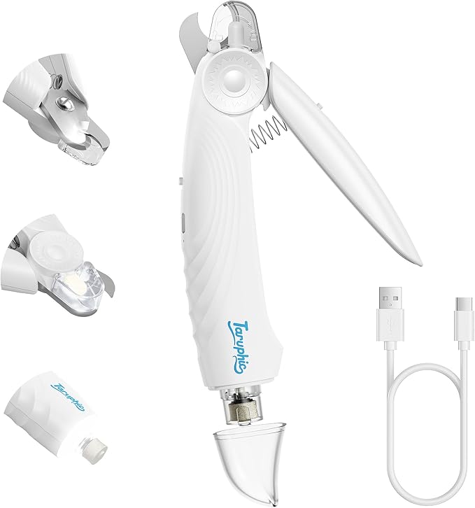 2-in-1 Dog Nail Clippers & Dog Nail Trimmers for Small Medium Large Dogs Cats Pets with Spash Guard, Nail Grinder for Dogs Quiet,Pet Nail Clippers with 2 LED Large Light