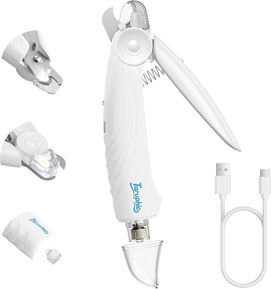 2-in-1 Dog Nail Clippers & Dog Nail Trimmers for Small Medium Large Dogs Cats Pets with Spash Guard, Nail Grinder for Dogs Quiet,Pet Nail Clippers with 2 LED Large Light