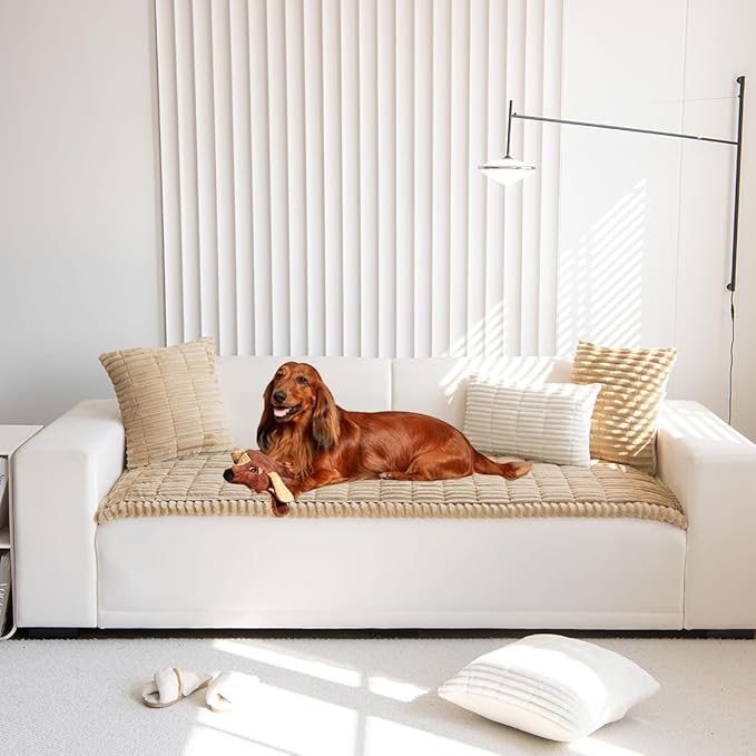Mitid Sofa Cover Fuzzy Couch Cover for Pet, Couch Covers for Dogs Washable Non-Slip Sofa Slipcover Cushion Protector Pets Friendly Mat Bed