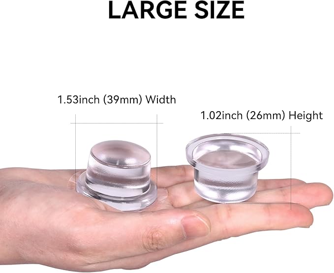 Upgraded Door Bumper 1.5" Clear Silicone | Self-Adhesive Door Knob Wall Protector |Large Rubber Door Stops for Wall Protection & Noise Reduction | 2 Pack