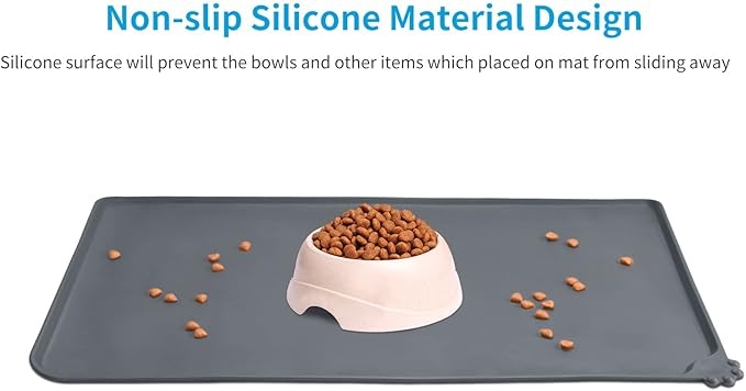AUDWUD Silicone Waterproof Pet Feeding Mats,Anti Slip Bowl Pad,Dog Mat for Food and Water