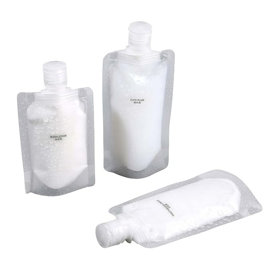 10 Pack Travel Pouches for Toiletries, Size Portable Containers,Stand Up Pouch,Refillable Travel Accessories for Shampoo Conditioner (30ML/1OZ/10piece)