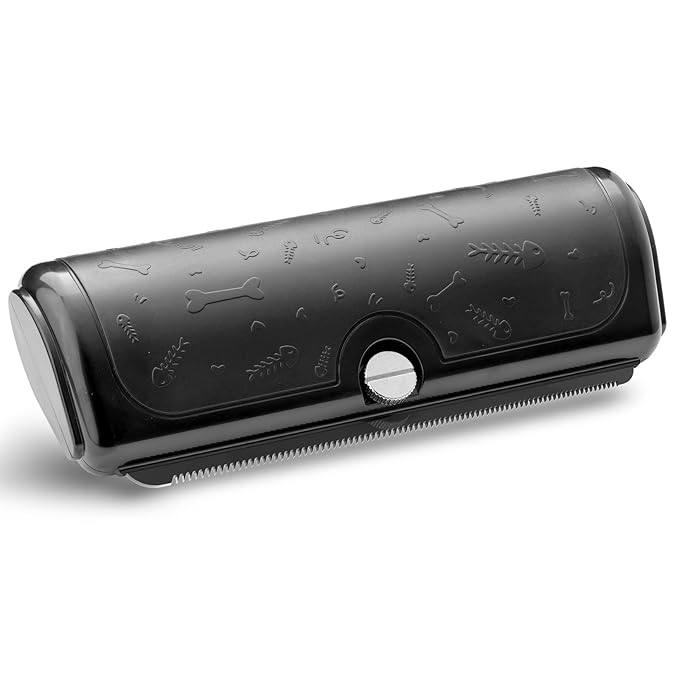 Dog Deshedding Brush – Wide Shallow Comb for Loose & Dead Hair – Gentle Grooming Tool for Sensitive Skin Dogs & Cats – Black