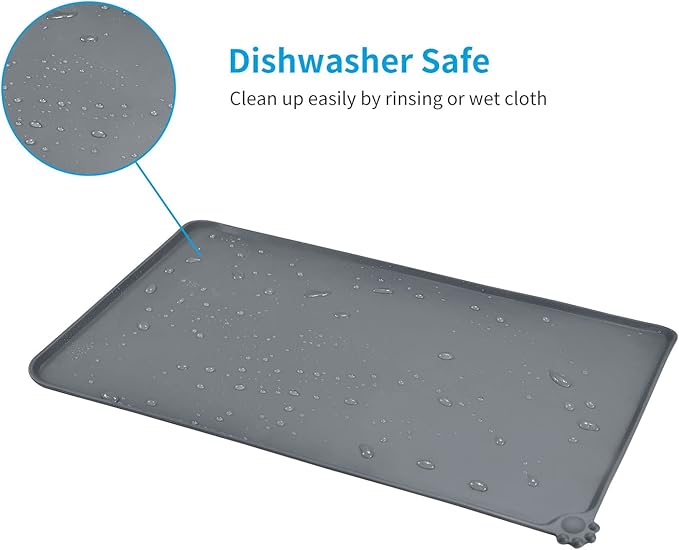 AUDWUD Silicone Waterproof Pet Feeding Mats,Anti Slip Bowl Pad, Dog Mat for Food and Water