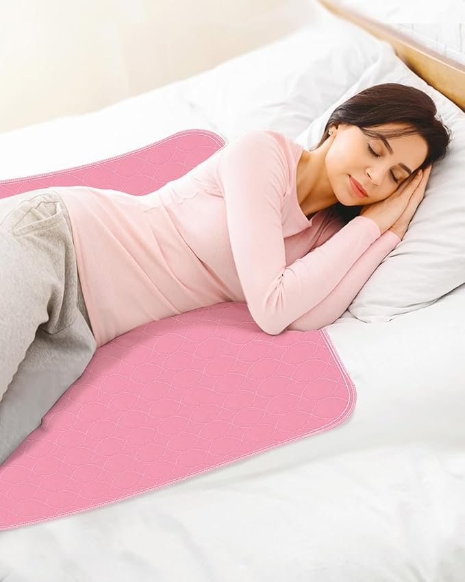 Washable Bed Pads 34" x 36" - 6 Pack, Pink, Waterproof Bed Pads for Incontinence, Bed Wetting Pads for Bed, Sofa, Floor, Resuable Underpads for Adults, Seniors, Pet