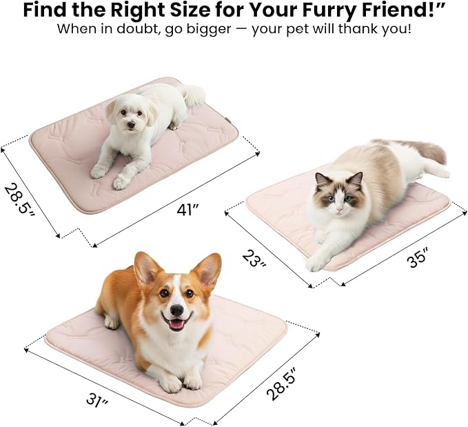 Cooling Pet Mat – 31x28.5 Dog or Cat Cool & Comfy, Soft Breathable Self-Cooling Pad, Pet-Safe, Durable, Perfect for Hot Weather, Naps, Crates, Cars, Couch, Washable, Take Anywhere, Pink