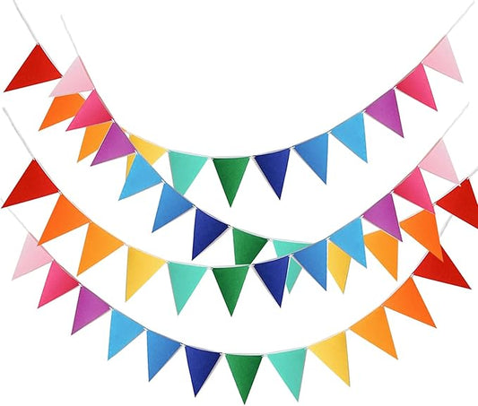 48pcs Rainbow Pennant Banner, Triangle Bunting Flag Banners for Birthday Party Decoration, Baby Shower, Classroom Decor, Reusable Triangle Flags Bunting, Colorful