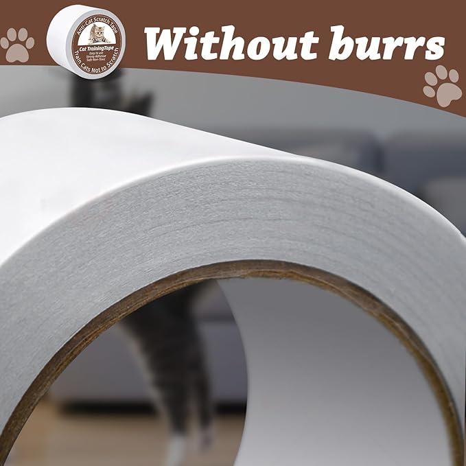 Anti Cat Scratch Tape, 3 inches x 30 Yards Anti Cat Scratch Furniture Protector, 100% Transparent Double Sided Tape for Cats, Cat Scratch Deterrent Tape for Cats