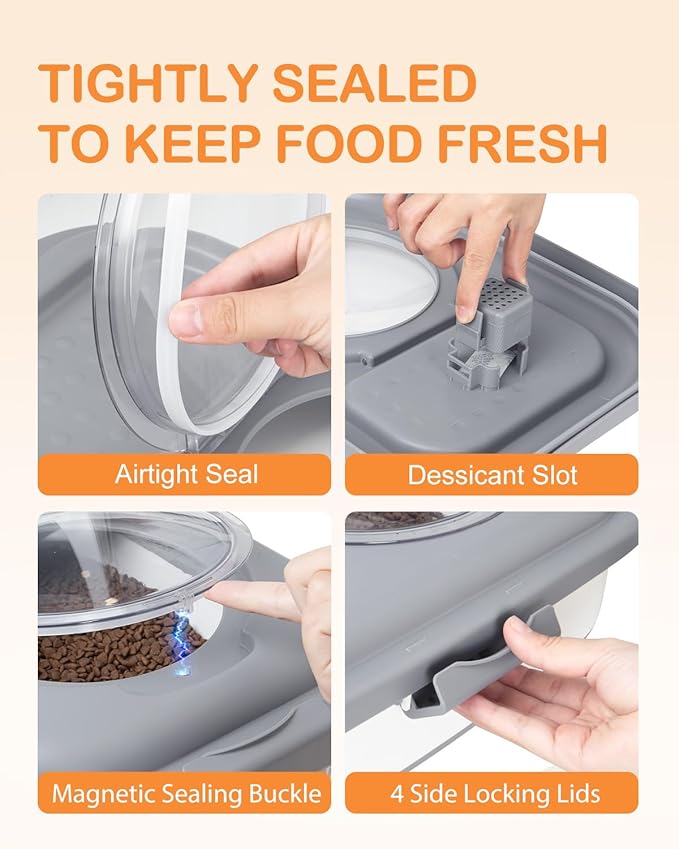 DDMOMMY 15-23 Lbs Dog Food Storage Container, Collapsible Dog Food Container with Airtight Lid, Wheels, Handle, Large Cat Food Storage Container with Scoop, Dog Bowl for Dog Cat