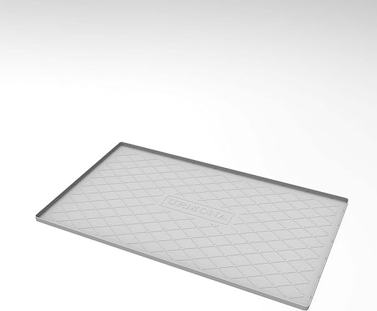 URMONA Large Dog Food Mat, 25" x 22" Pet Food Mat, Waterproof Dog Cat Food Mat with Raised Edges, Silicone Pet Food Mat, Dog Accessories, Prevents Food Spills, Protects Floors（Light Grey）