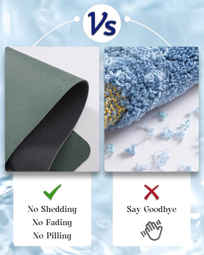 MontVoo -Bath Mat Rug-Rubber Backing Non Slip Quick Dry Absorbent Thin Bathroom Rugs Fit Under Door-Faux Suede Surface Bathroom Floor Mats-Shower Rug for in Front of Bathtub Shower Green 24"x48"