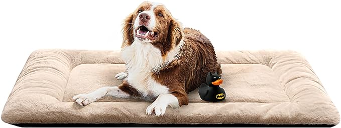 Dog Beds Crate Pad for Extra Large Dogs Ultra Soft Dog Crate Bed Washable & Anti-Slip Kennel Pad for Dogs Cozy Sleeping Mat,Cream 48inch