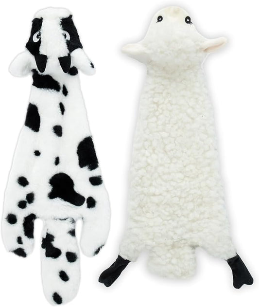 Best Pet Supplies Squeaky Dog Toys with Soft Durable Fabric for Small, Medium and Large Pets Interactive Toy for Indoor Play, Supports Active Biting and Play - Sheep, Cow, size L