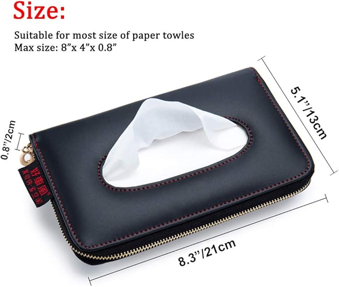 Car Tissue Holder, Car Visor Tissue Holder, Perfect Solid Color Auto Tissue Box, Tissue case Holder for car (Black)
