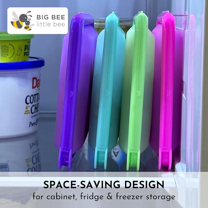 Big Bee, Little Bee - SoftShell Reusable Silicone Food Storage Container with Connected Clamshell Lid, Easy to Clean, Snaps Closed, Microwave, Freezer & Dishwasher Safe (Stone)