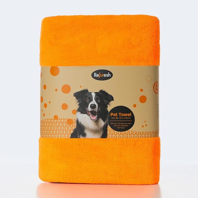 Pet Towel - 55-Inch Super Absorbent, Fast Drying, XL Dog Towel for Pet Grooming, Dog Wash, and Travel | Refresh Quick Dry Pet Towels for Dogs, Cats & Puppies | Dog Grooming Supplies