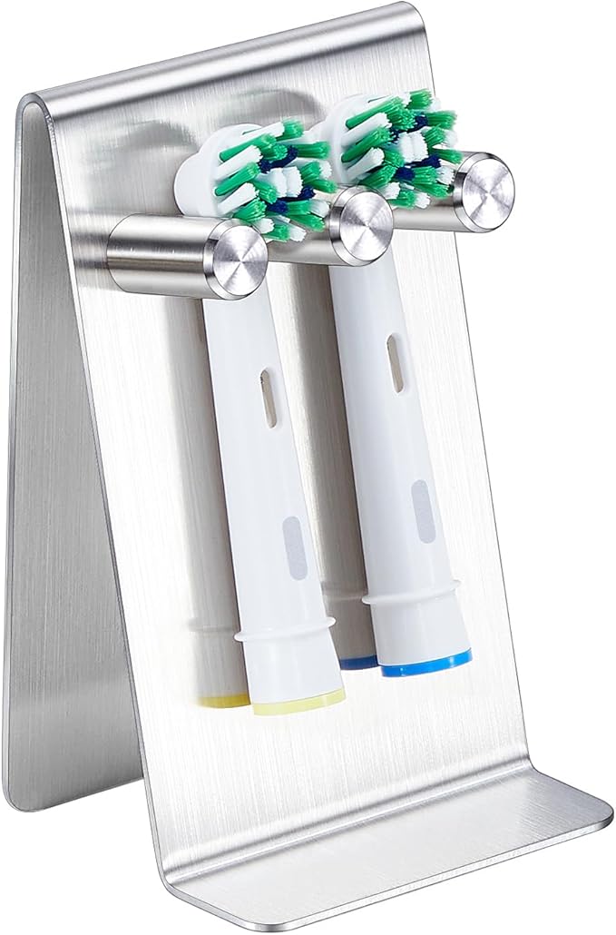 Electric Toothbrush Head Holder Adhesive or Tabletop, Tooth Brush Holder for Bathroom, Electric Toothbrush Holders Wall Mounted, Tooth Brushing Holder, Brush Head Holder (Silver, Small)