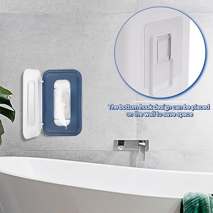 Whiidoom Baby Wipes Dispenser Holder Container, Keep Wipes Fresh and Clean, for Home, Office, Kitchen (New Blue)