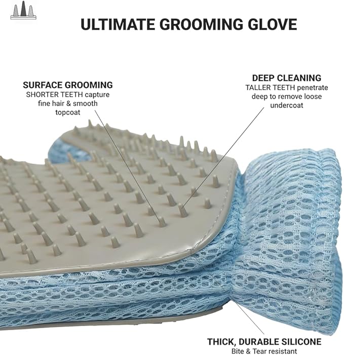 Gentle Pet Hair Removal Gloves - Efficient Cat & Dog Mitt Brush for Shedding - Grooming and Deshedding Tool for Long or Short Fur Pets - Perfect for Bathing & Massage