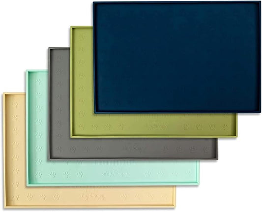 Humble Pet Food Mat Feeding Tray - Non-Slip, Anti-Spill, Raised Dog Food Mat, Easy Clean Waterproof - Premium Quality Silicone - Perfect for Dog Bowl Mat and Cat Feeding Mat Tray, 24" x 16" (Blue)